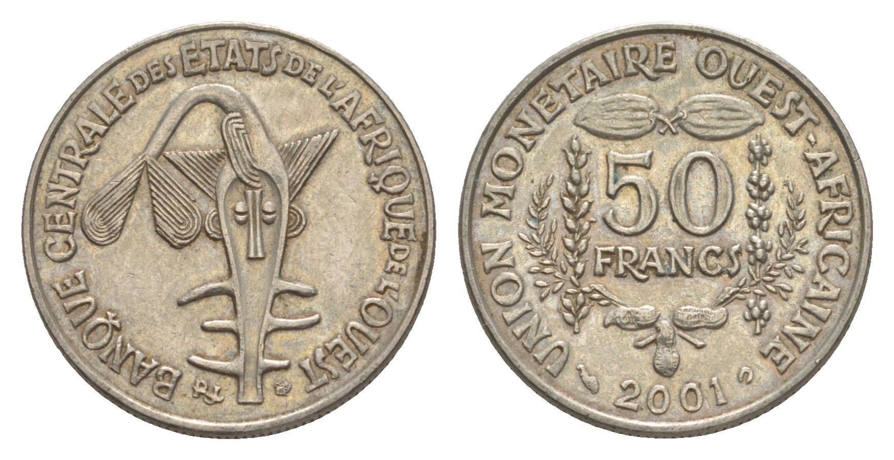 Западная Африка (BCEAO) 50 франков 2001 Центральный банк государств Западной Африки KM 6 медно-никель 4643-761