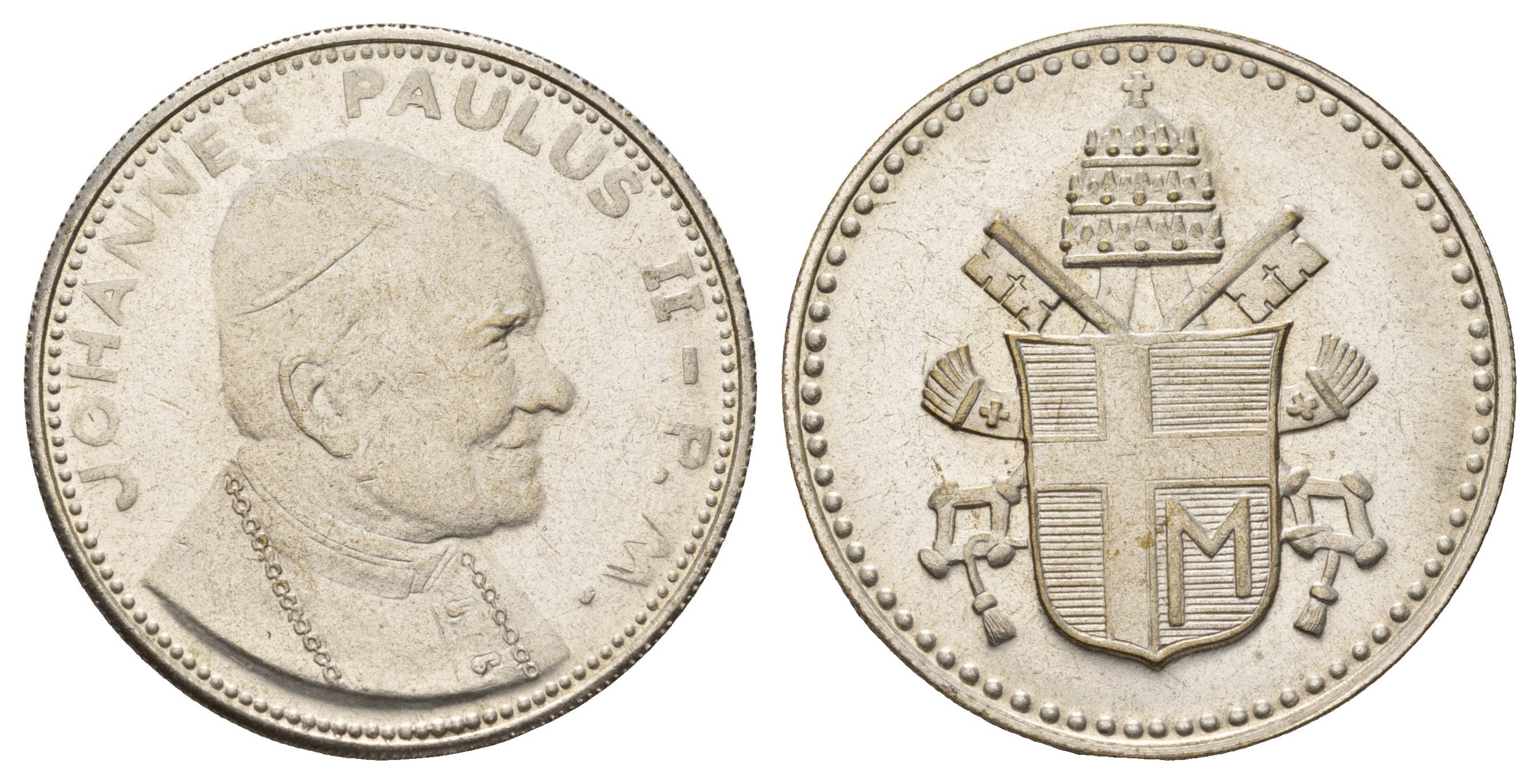 Ватикан медаль в честь избрание папой римским Иоанна Павла II ND (1978) Папский герб, диаметр 35 мм, вес 15,5 гр медно-никель плакированный серебро 4667-1235