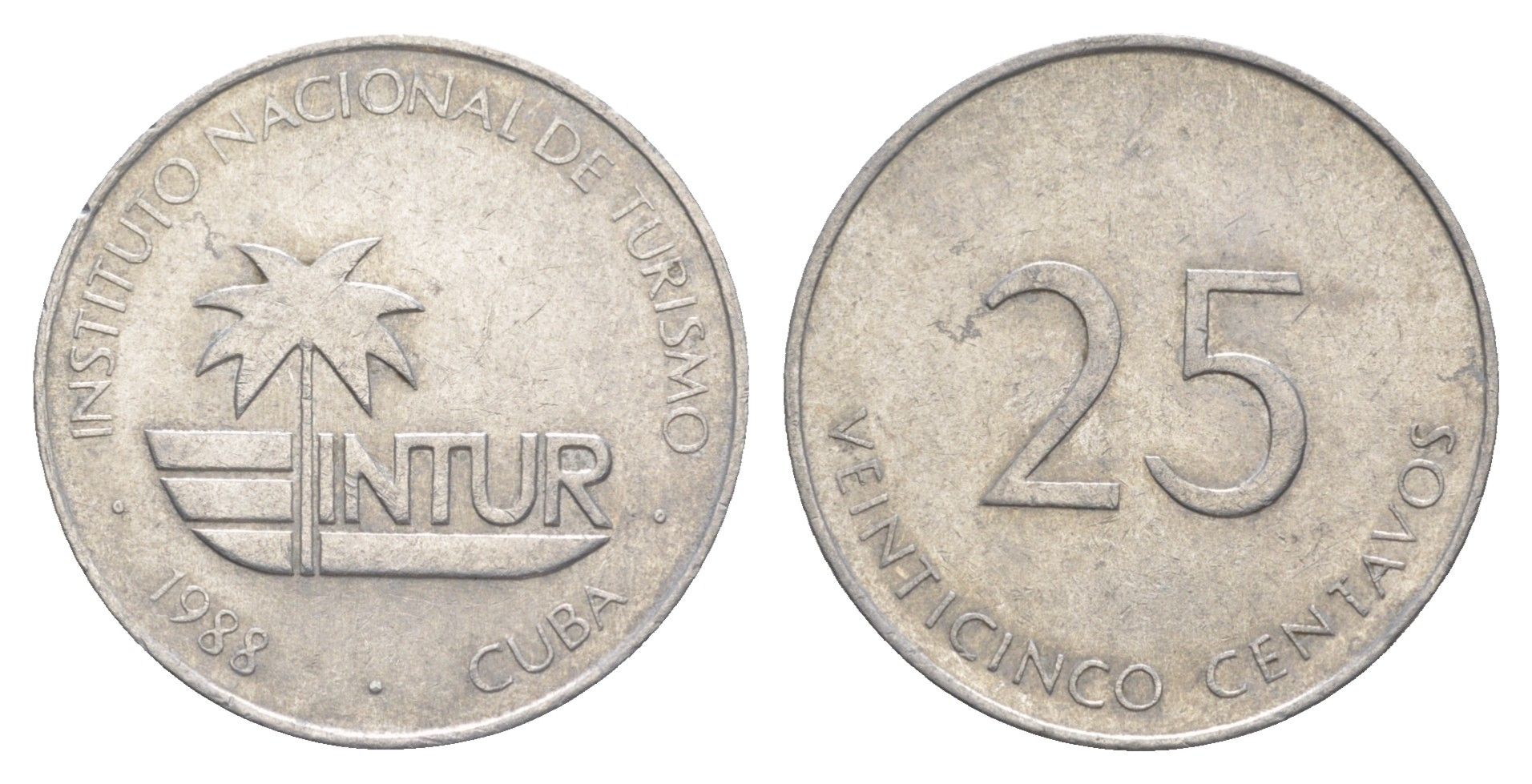 Куба 25 сентаво 1988 туристические деньги, INTUR KM 419 алюминий 4637-1112