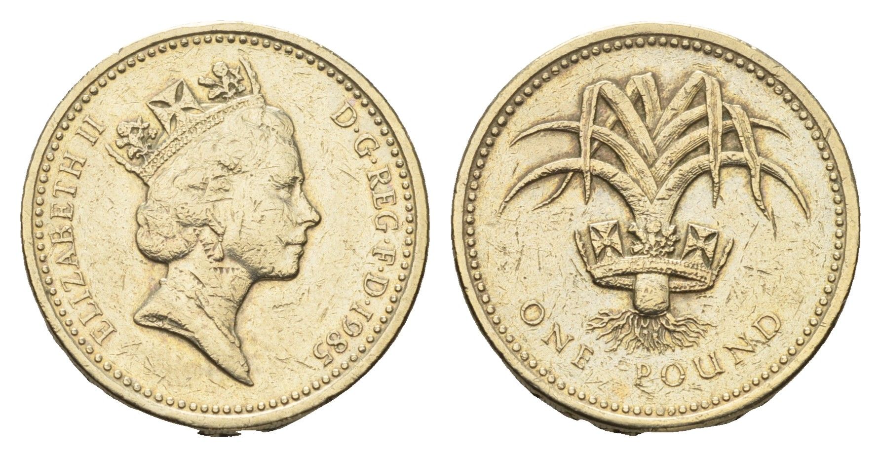 Великобритания 1 фунт 1985 Елизавета II (1952-2022) KM 941, Spink 4331 никель латунь 95-743