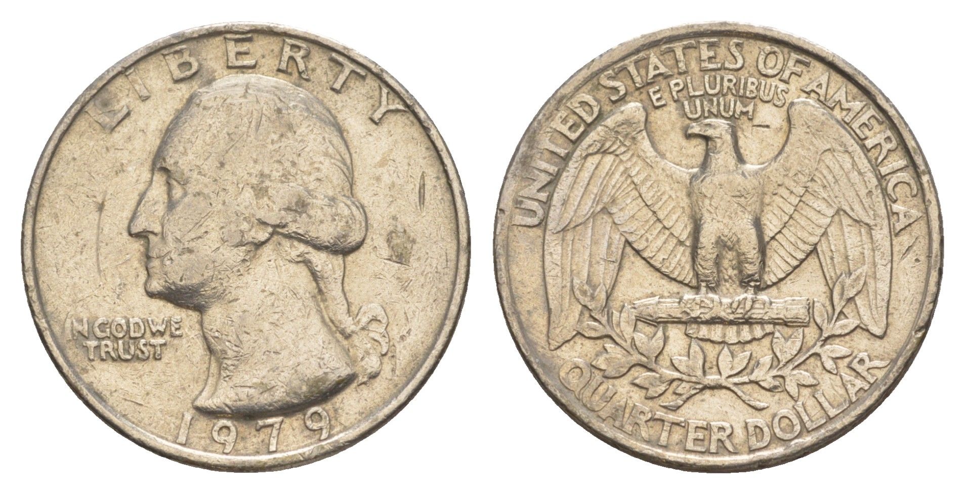 США 25 центов (квотер, 1/4 доллара) 1979 Вашингтон KM 164a медь плакированная медно-никелем 4638-412