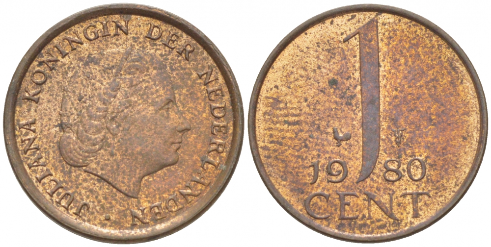 Нидерланды 1 цент 1980 Юлиана (1949-1980) KM 180 бронза 3457-1068