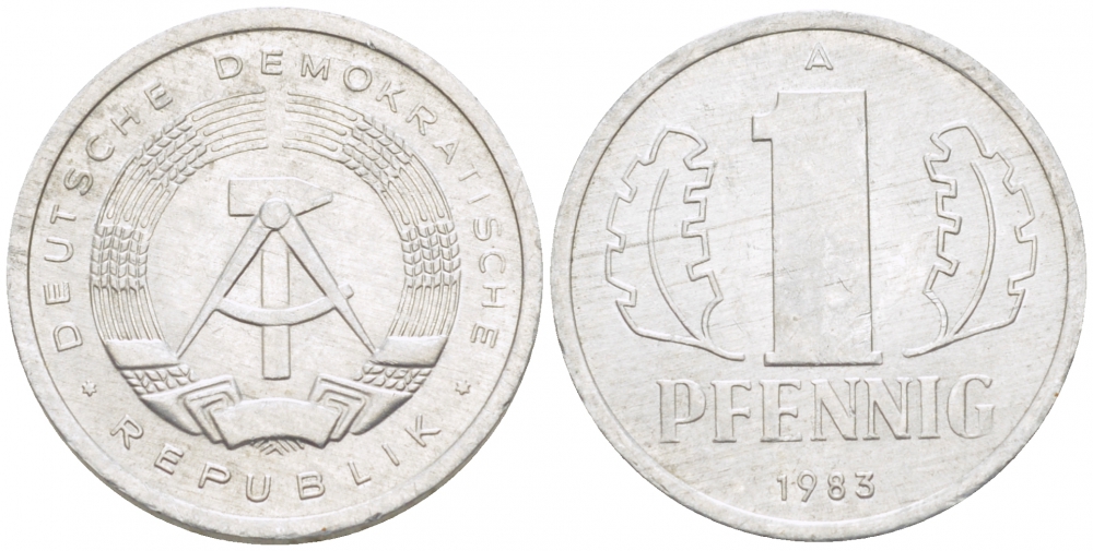 ГДР 1 ПФЕННИГ 1983 А KM алюминий 105-853