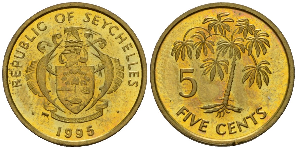 Сейшельские Острова 5 центов 1995 KM 47 латунь UNC 44-1046