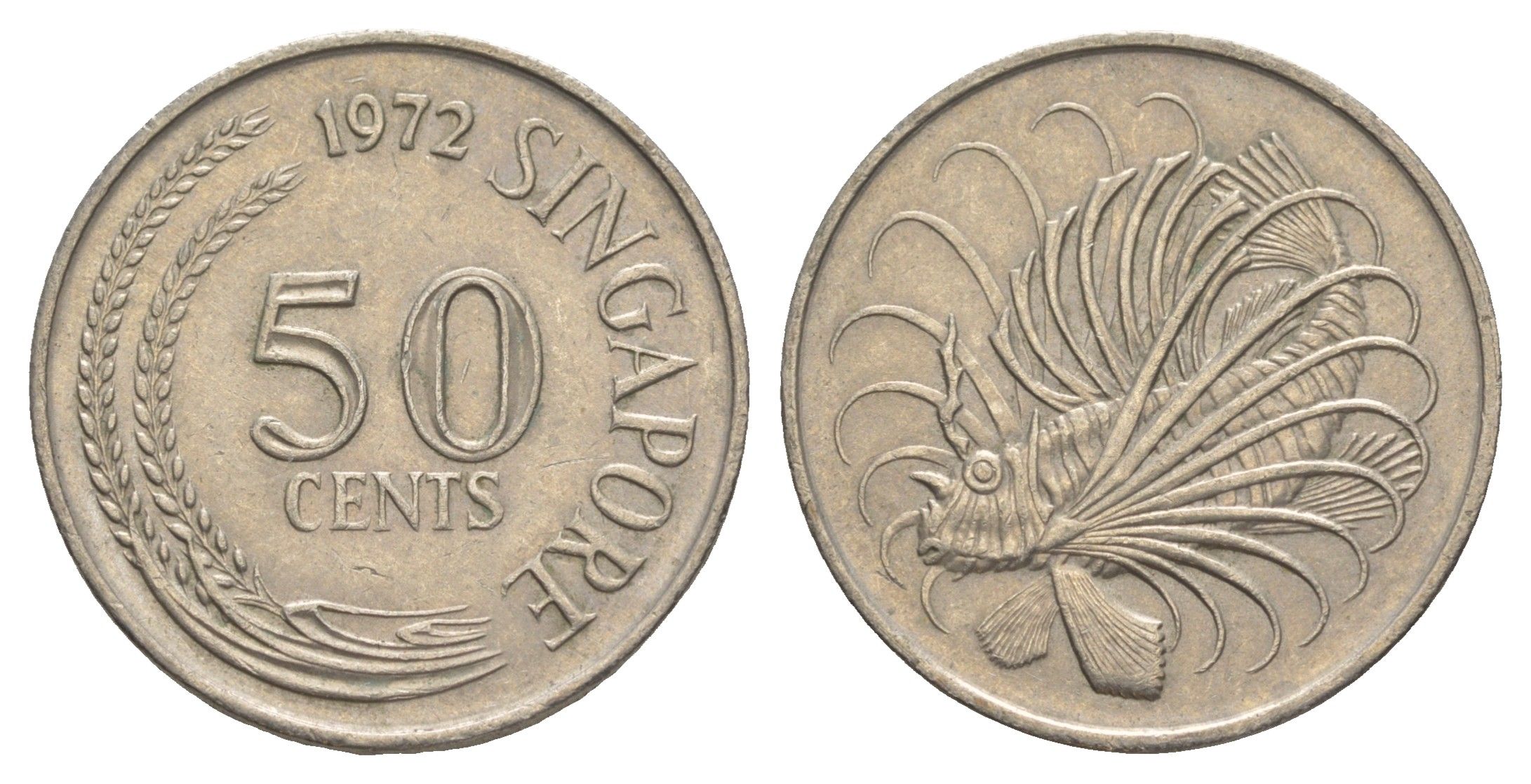 Сингапур 50 центов 1972 KM 5 медно-никель 4638-1253