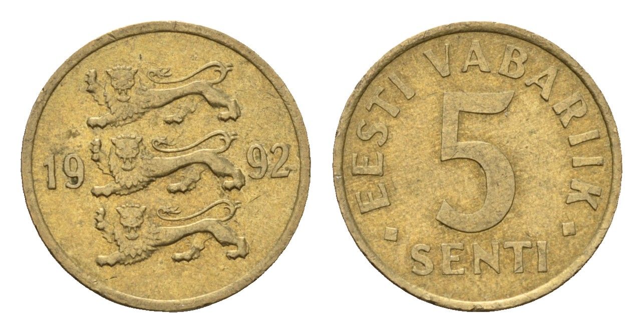 Эстония 5 сентов 1992 KM 21 латунь 4694-1266
