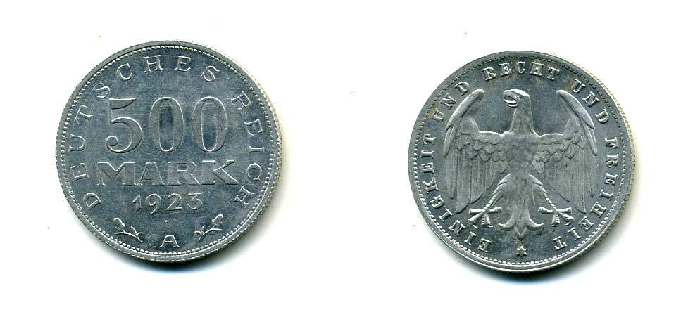 ГЕРМАНИЯ 500 МАРОК 1923 А KM 36, J. 305 алюминий 179-215