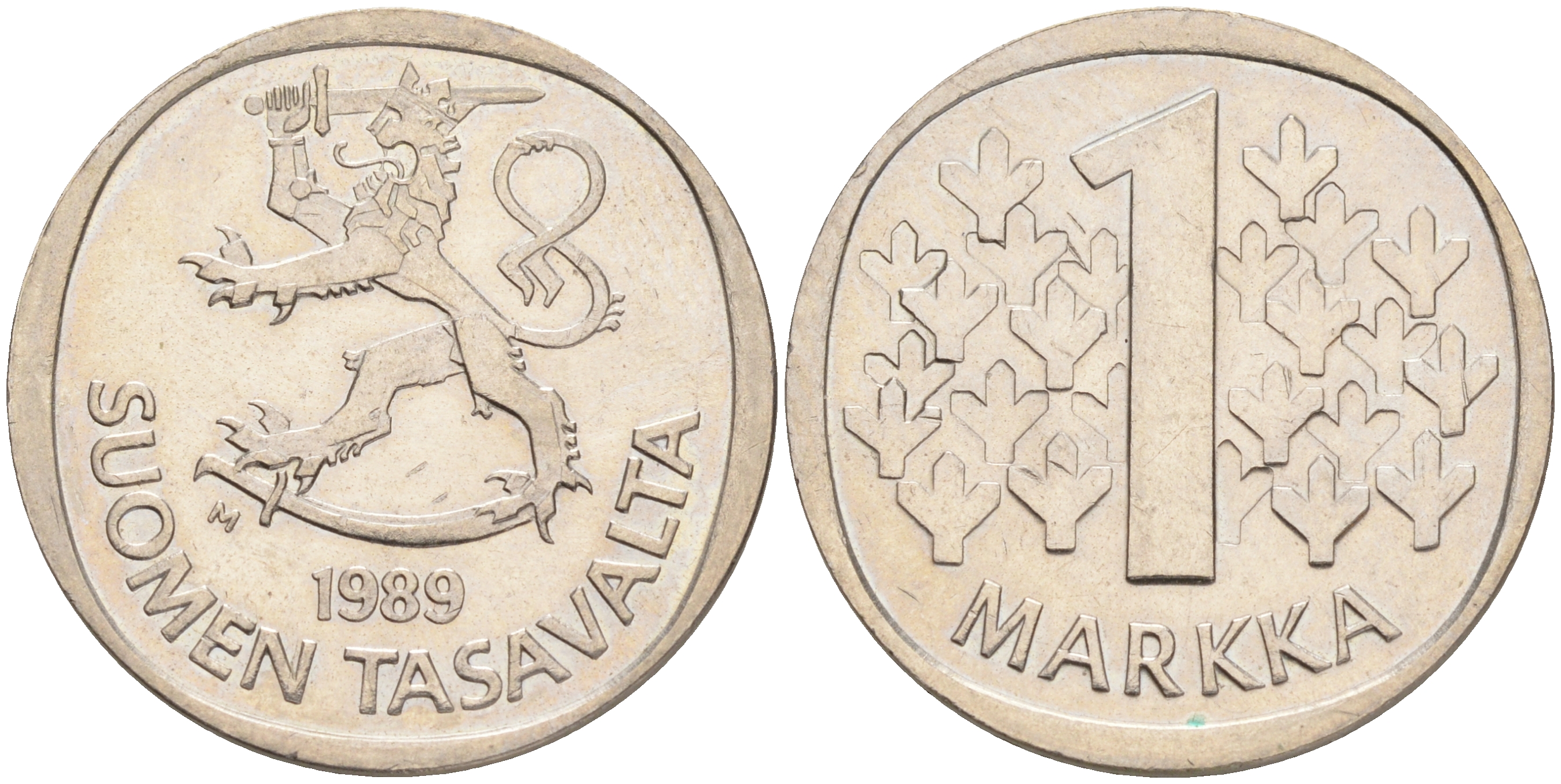 ФИНЛЯНДИЯ 1 МАРКА 1989 M KM 49а медно-никель 4556-811