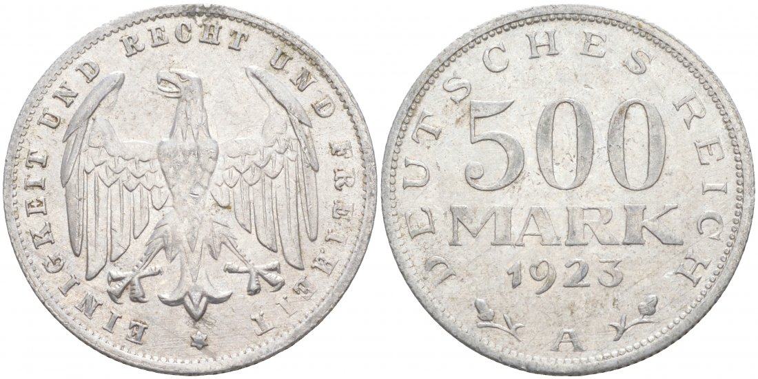 ГЕРМАНИЯ 500 МАРОК 1923 A KM 36, J. 305 алюминий UNC 73-1111