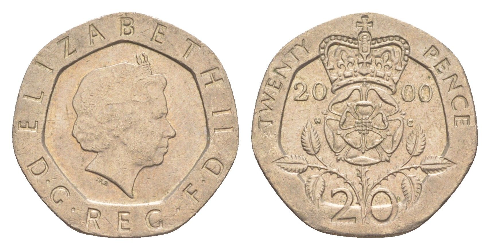 Великобритания 20 пенсов 2000 Елизавета II (1952-2022) KM 990, Spink 4630 (G3) медно-никель 4639-922