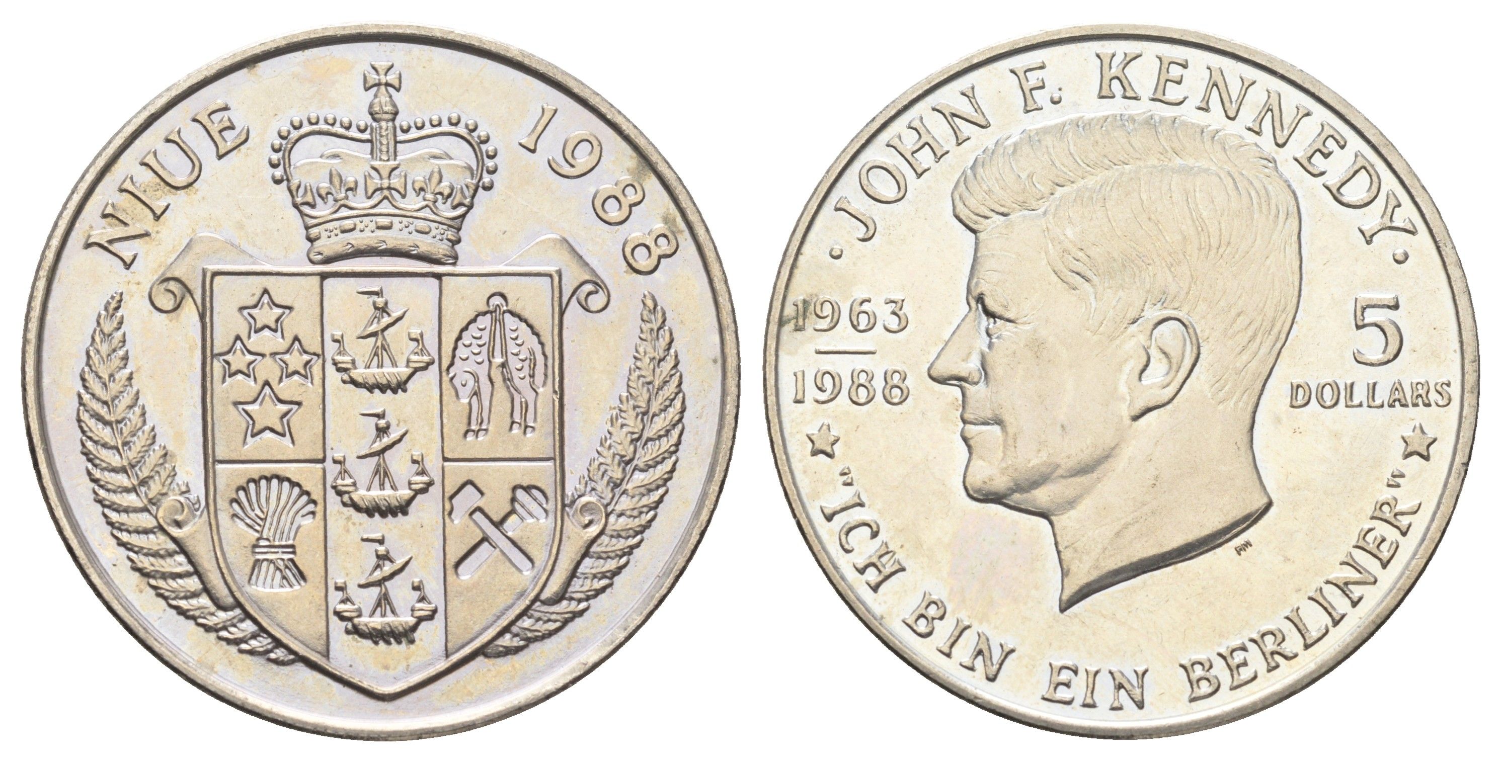 Ниуэ 5 долларов 1988 Джон Кеннеди KM 17 медно-никель BU 11-327-15