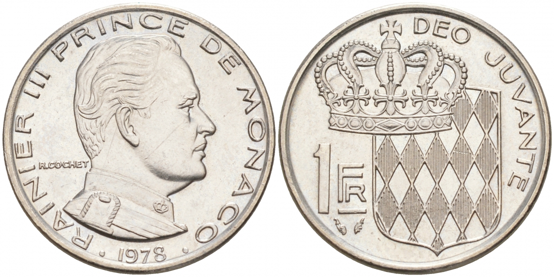 Монако 1 франк 1978 Ренье III (1949-2005) KM 140 никель 73-1237