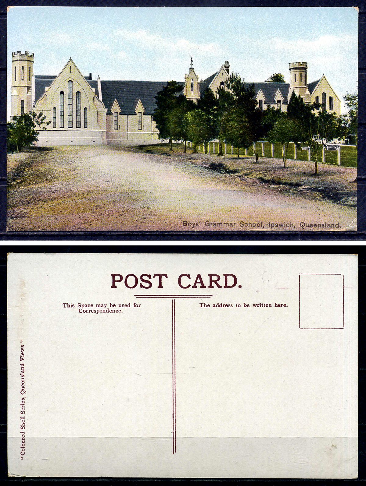 Австралия post card - открытка Средняя школа для мальчиков, Ипсвич, Квинсленд 2193-55