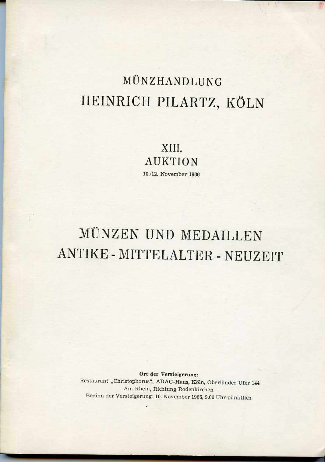 Heinrich Pilartz аукционный каталог античных монет и монет нового времени, 10-12 ноября 1966, Кельн 00-01-16-04