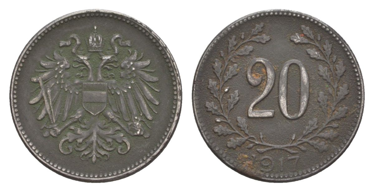 Австрия 20 геллеров 1917 KM 2826 железо 4632-648