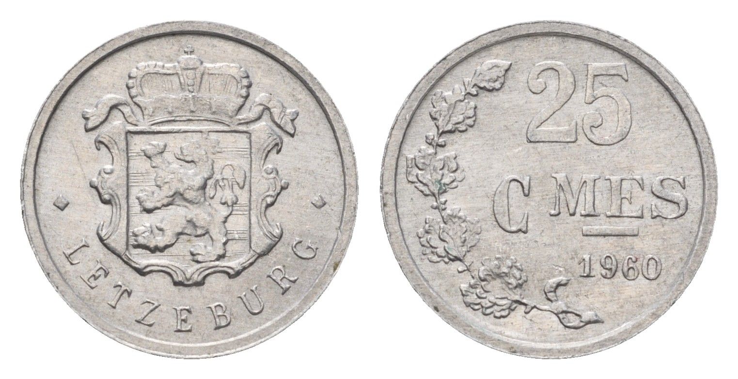 Люксембург 25 сантимов 1960 Шарлотта (1918-1964) KM 45a алюминий 4702-213