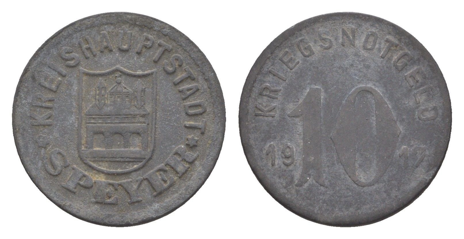 Шпайер 10 пфеннигов 1917 Funck 513.2, Men18 29758.2 цинк 4636-1228