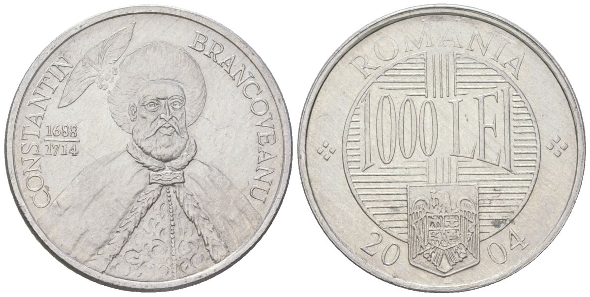 Румыния 1000 леев (лей) 2004 KM 153 алюминий aUNC 4584-417