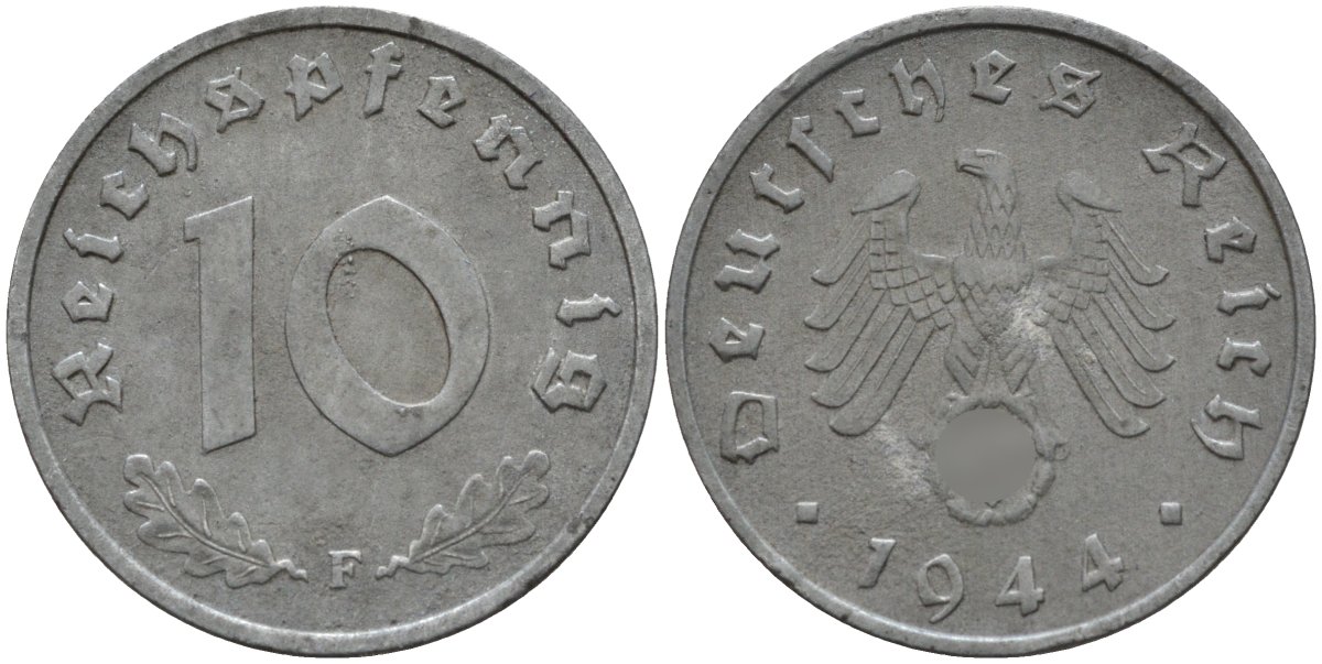 Германия 10 рейхспфеннигов 1944 J KM 101, J.371 цинк 4151-331
