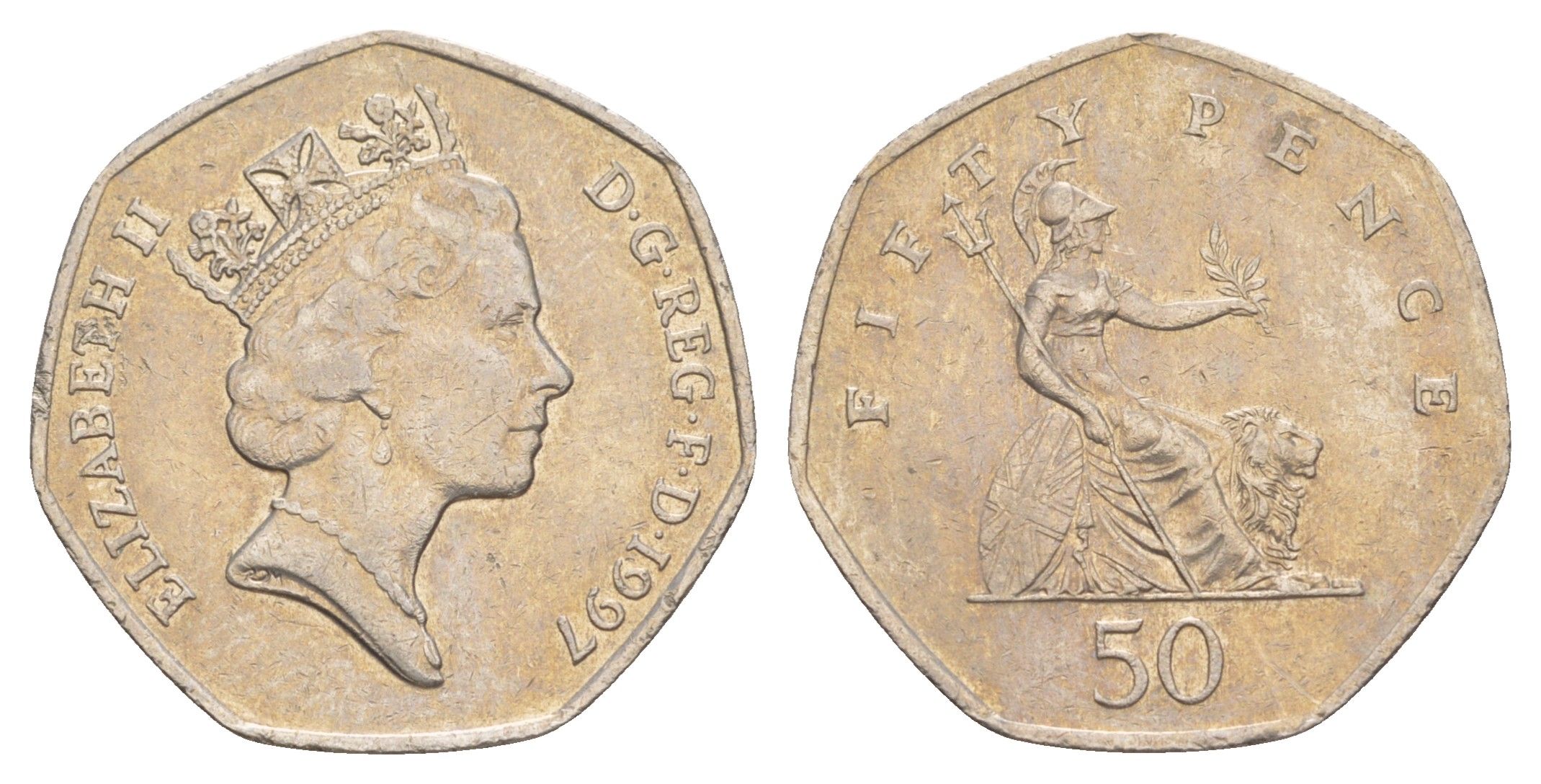 Великобритания 50 пенсов 1997 Елизавета II (1952-2022) KM 940.2, Spink 4351 (H7) медно-никель 4638-756