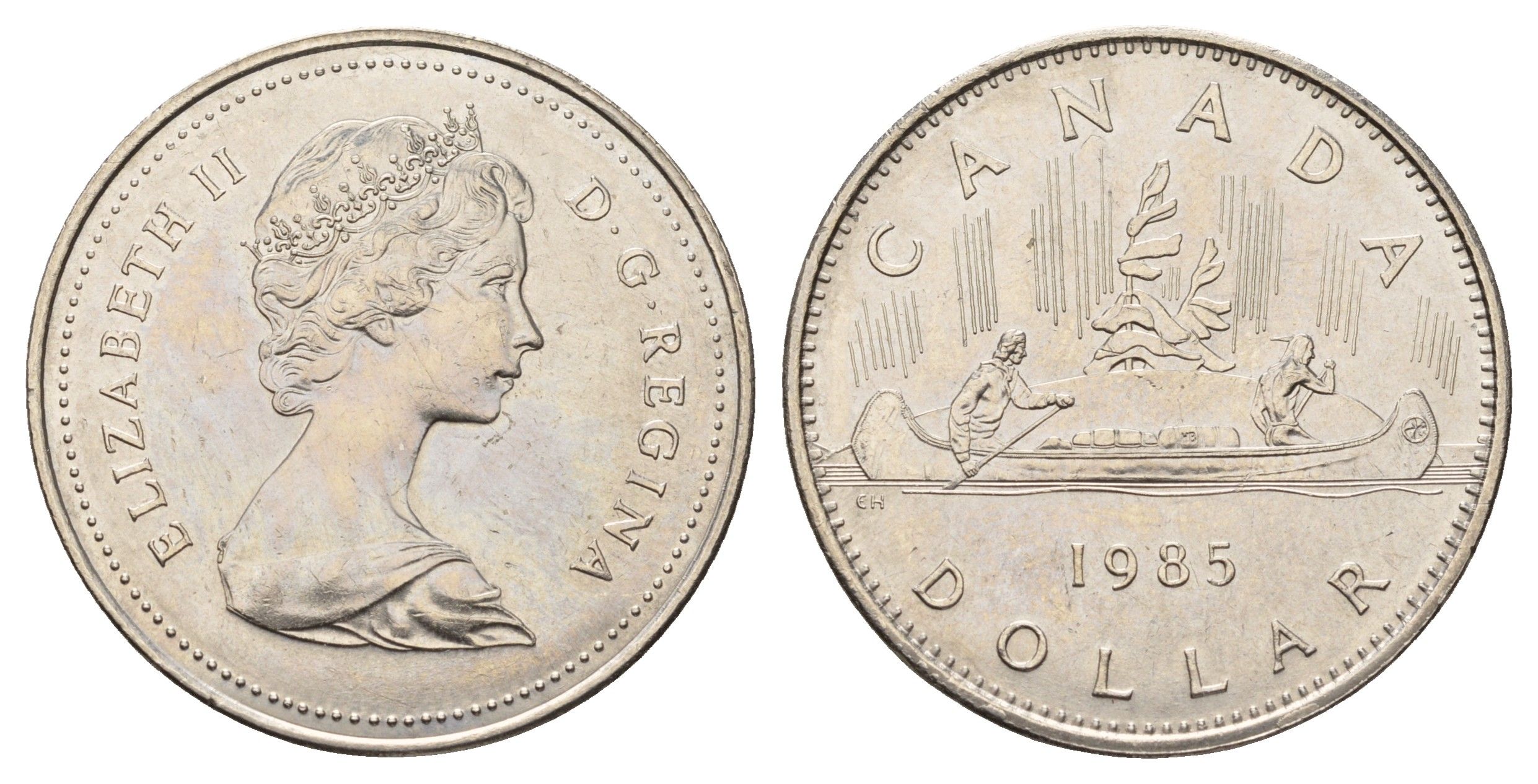 Канада 1 доллар 1985 Елизавета II (1952-2022), каноэ KM 120.1 никель UNC 4565-934