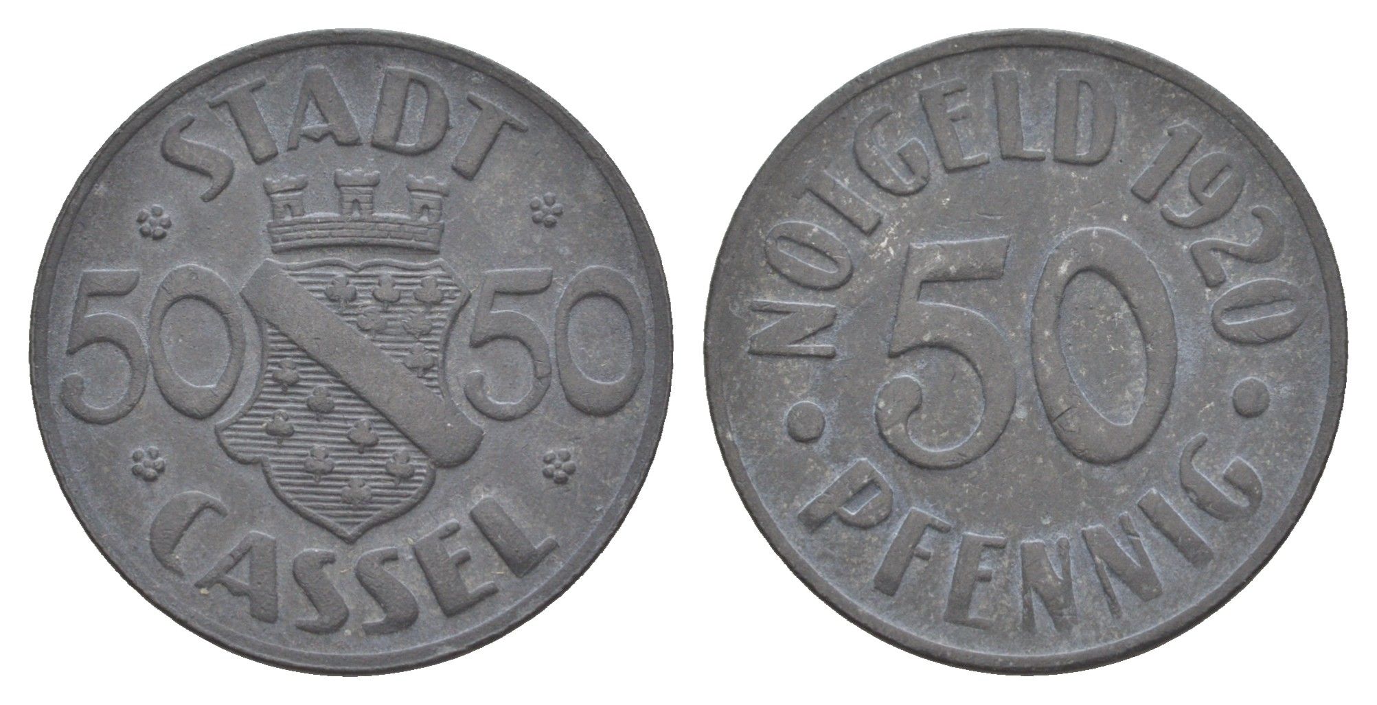 Кассель 50 пфеннигов 1920 Funck 78.7, Men05 4315.3, Men18 5479.3 цинк 4637-1257