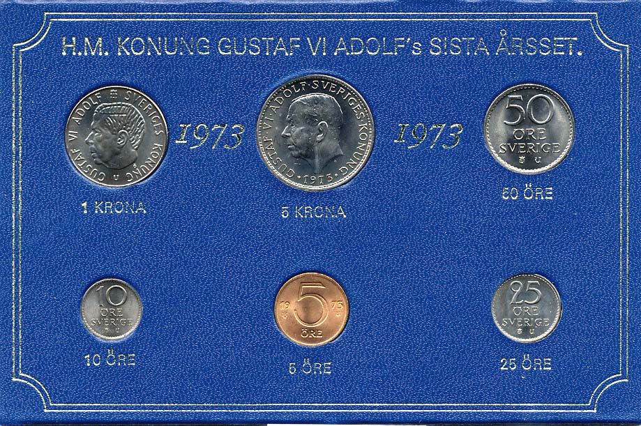 ШВЕЦИЯ НАБОР ИЗ 6 МОНЕТ 1973 04-062-204