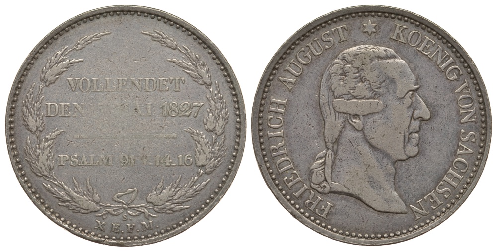 Саксония 1 талер 1827 на смерть Фридриха Августа I Jaeger 44 серебро 00-000-00