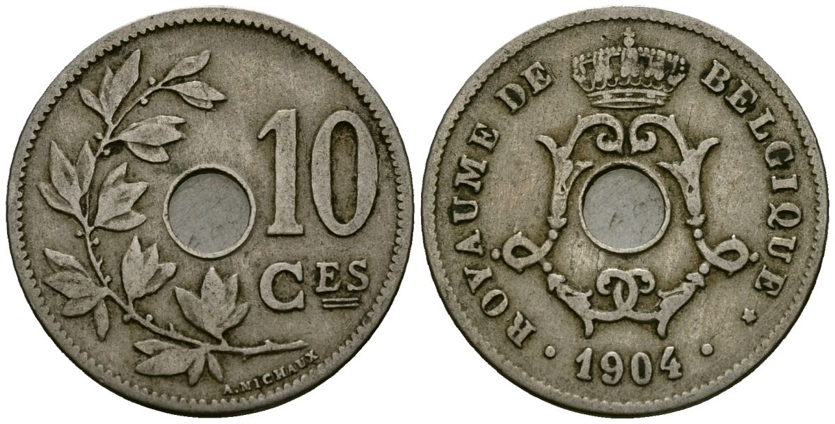 Бельгия 10 сантимов 1904 Belgique KM 52 медно-никель 4172-742