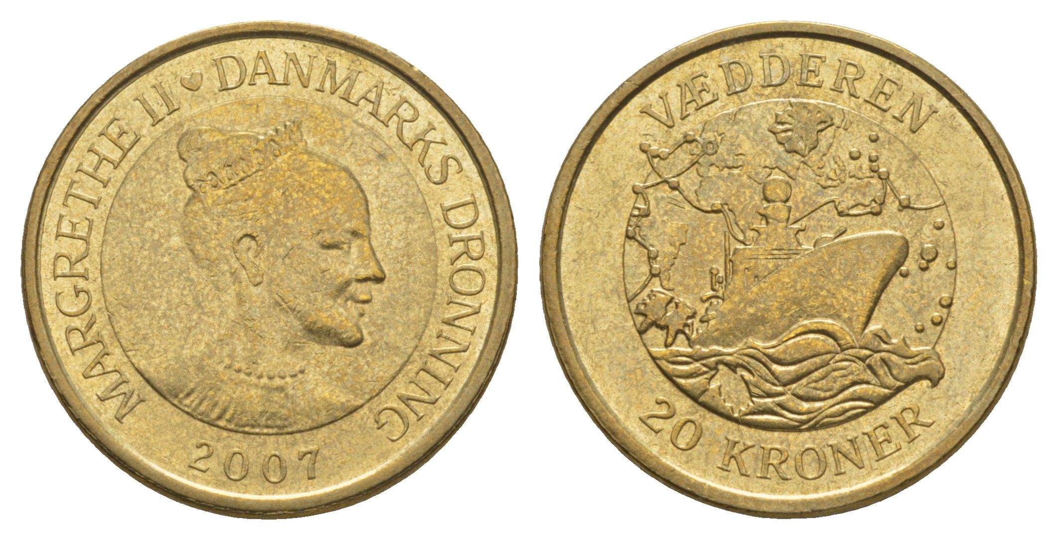 Дания 20 крон 2007 Корабли - Ледокол KM 921 алюминиевая бронза 4650-326