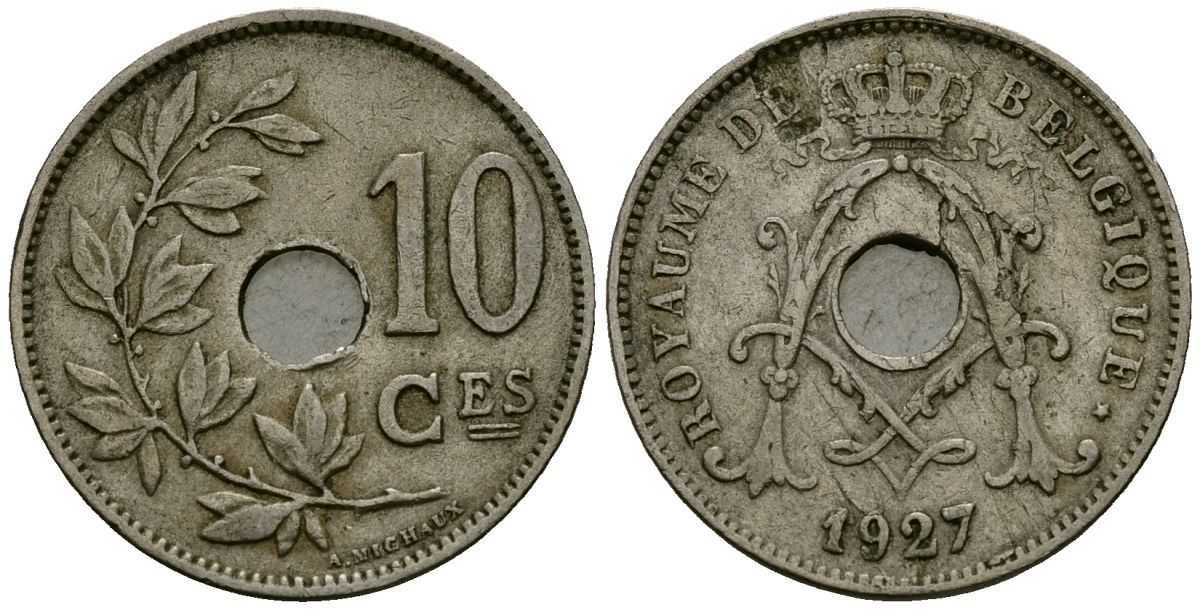 Бельгия 10 сантимов 1927 Belgique KM 85 медно-никель 4172-1024
