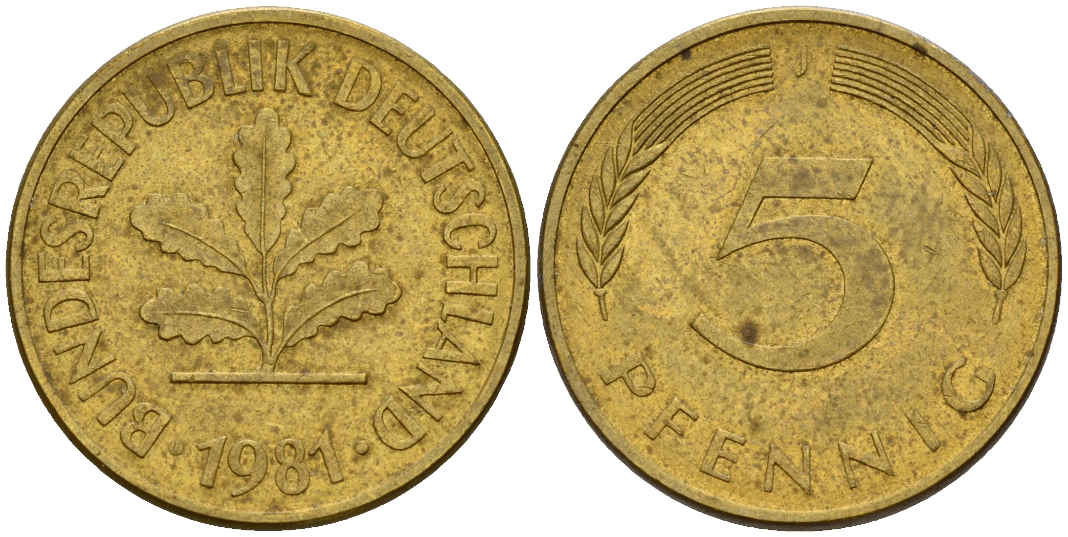 ФРГ 5 пфеннигов 1981 J J.382, KM 107 сталь плакированная латунью    4598-1029