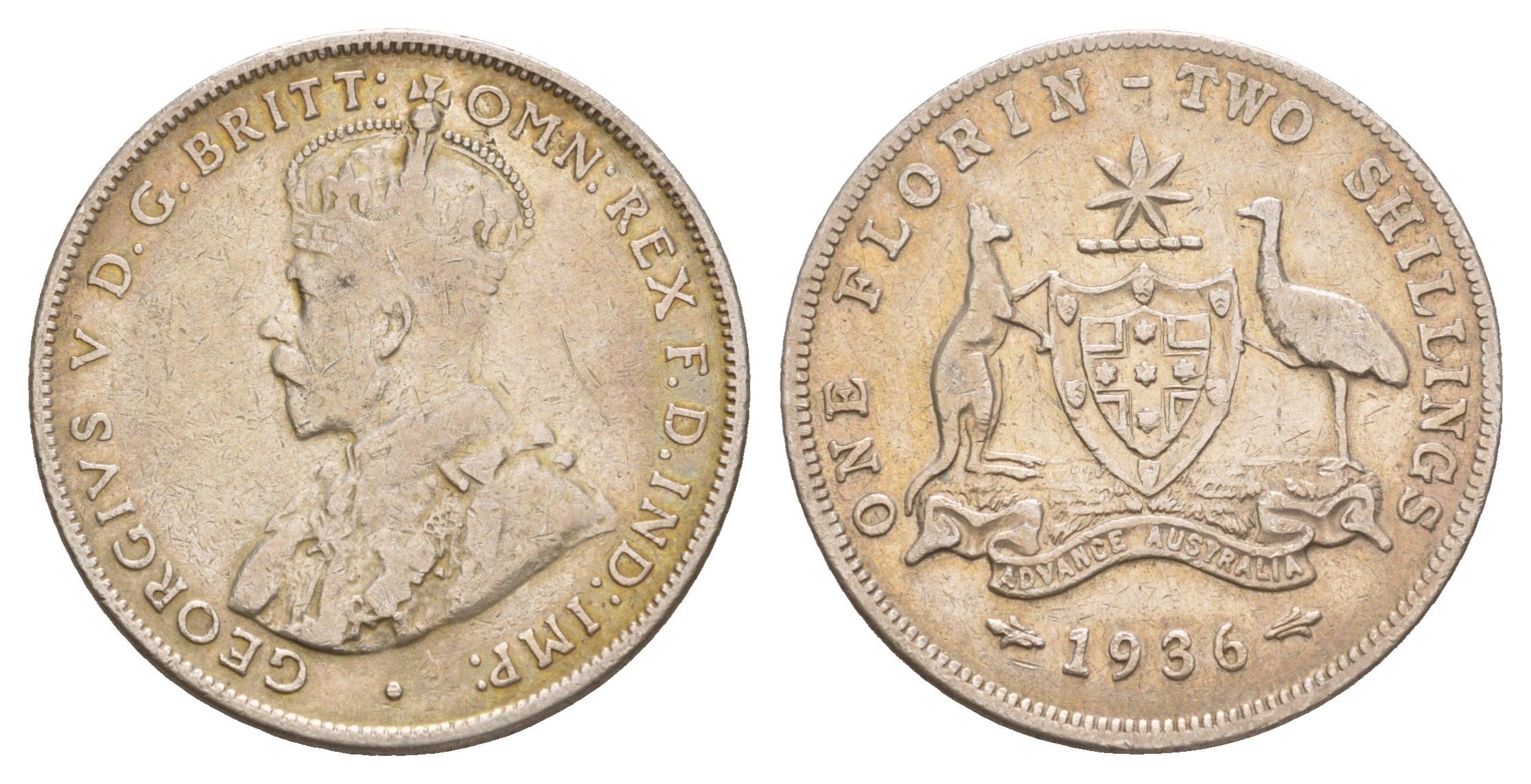 Австралия 2 шиллинга (флорин) 1936 Георг V (1910-1936) KM 27 серебро 1518-843