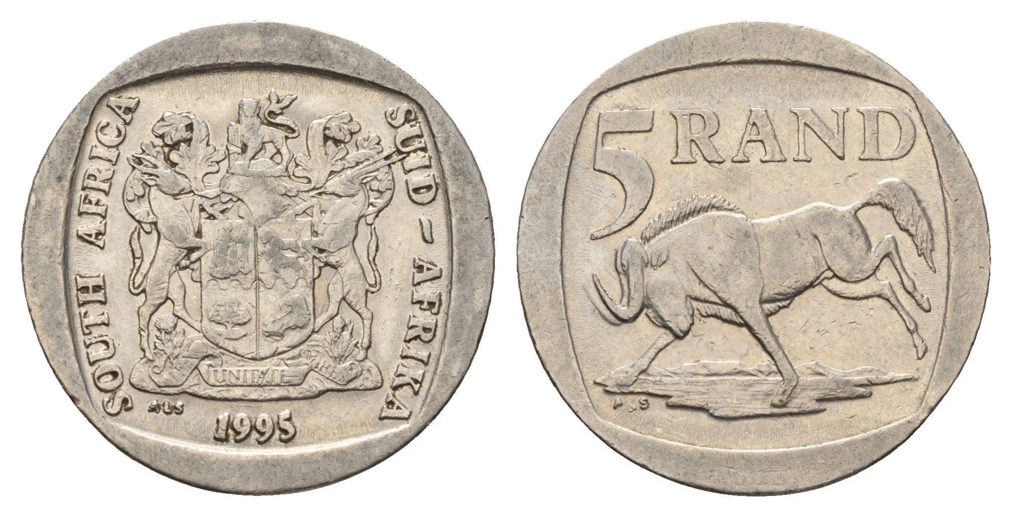 ЮАР 5 рандов 1995 KM 140 медь плакированная никелем 4114-844