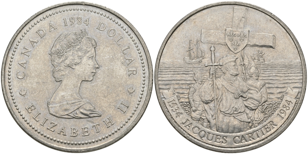 Канада 1 доллар 1984 Жак Картье KM 141 никель UNC 97-221