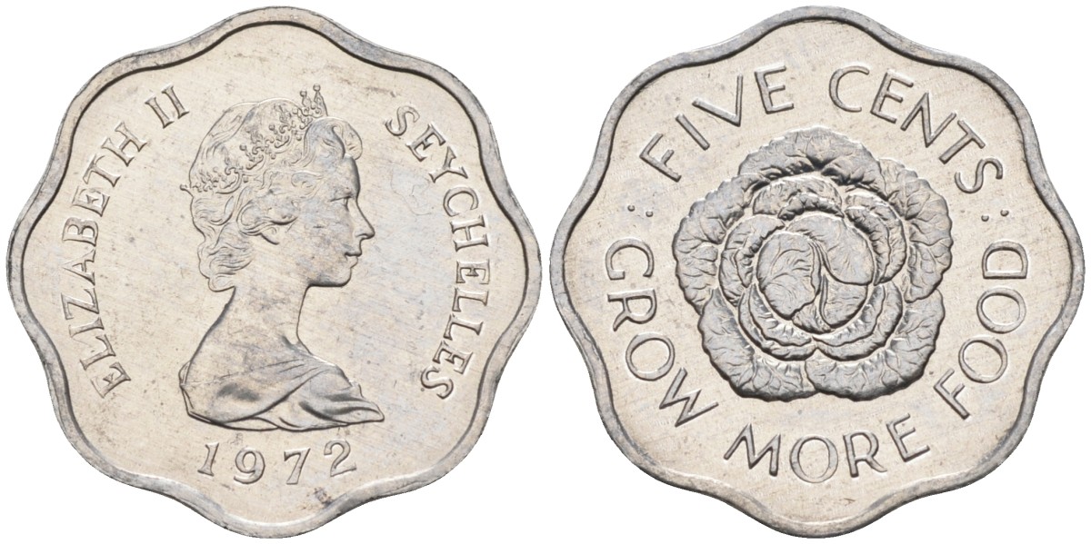 Сейшельские острова 5 центов 1972 FAO, цветок, Елизавета II KM 18 алюминий UNC 4588-637
