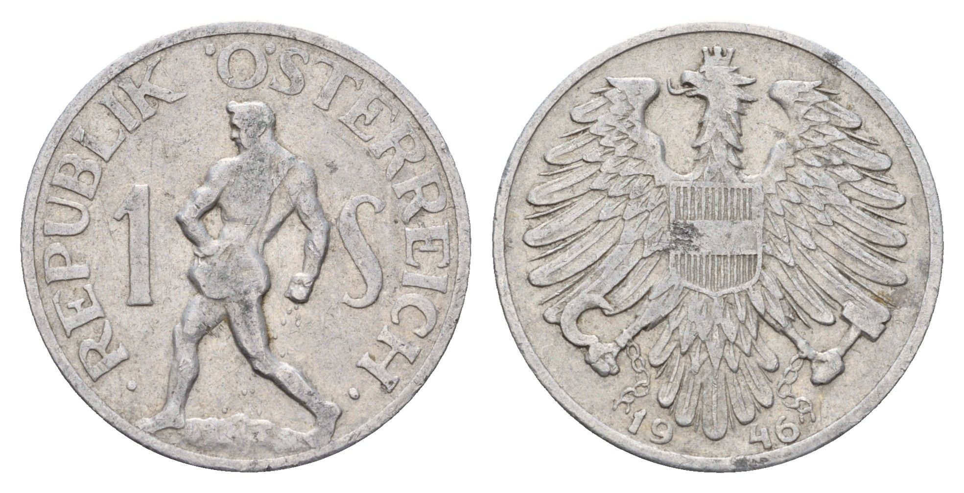Австрия 1 шиллинг 1946 KM 2871 алюминий 4673-853