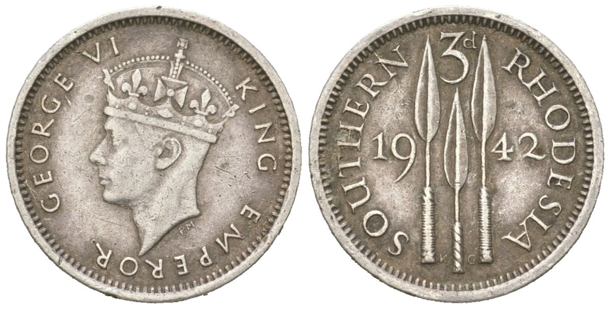 Южная Родезия 3 пенса 1942 Георг VI (1936-1952) KM 16 серебро 4617-118