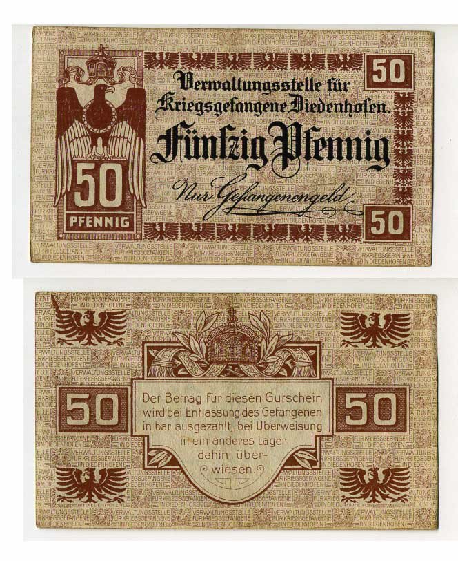ГЕРМАНИЯ 50 ПФЕННИГОВ ND ЛАГЕРЬ ВОЕННОПЛЕННЫХ В ТЬОНВИЛЕ (ФРАНЦИЯ) C-2877 бумага 504-90-3-2