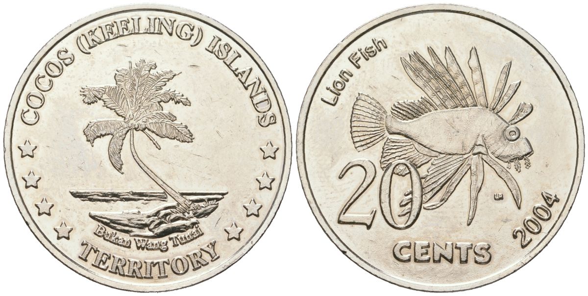 Кокосовые острова (Австралия) 20 центов 2004 X 13 медно-никель BUNC 4574-1133