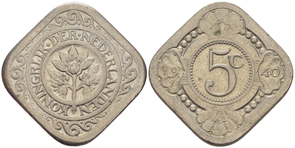 НИДЕРЛАНДЫ 5 ЦЕНТОВ 1940 KM 153 медно-никель 66-1216