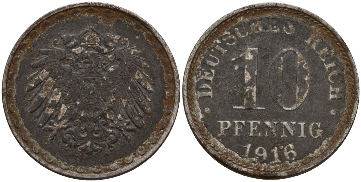 Германия 10 пфеннигов 1916 KM 20, J. 298 железо 4187-1026