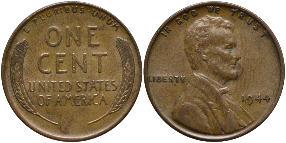 США 1 ЦЕНТ 1944 ЛИНКОЛЬН KM А132 медь цинк 75-1661