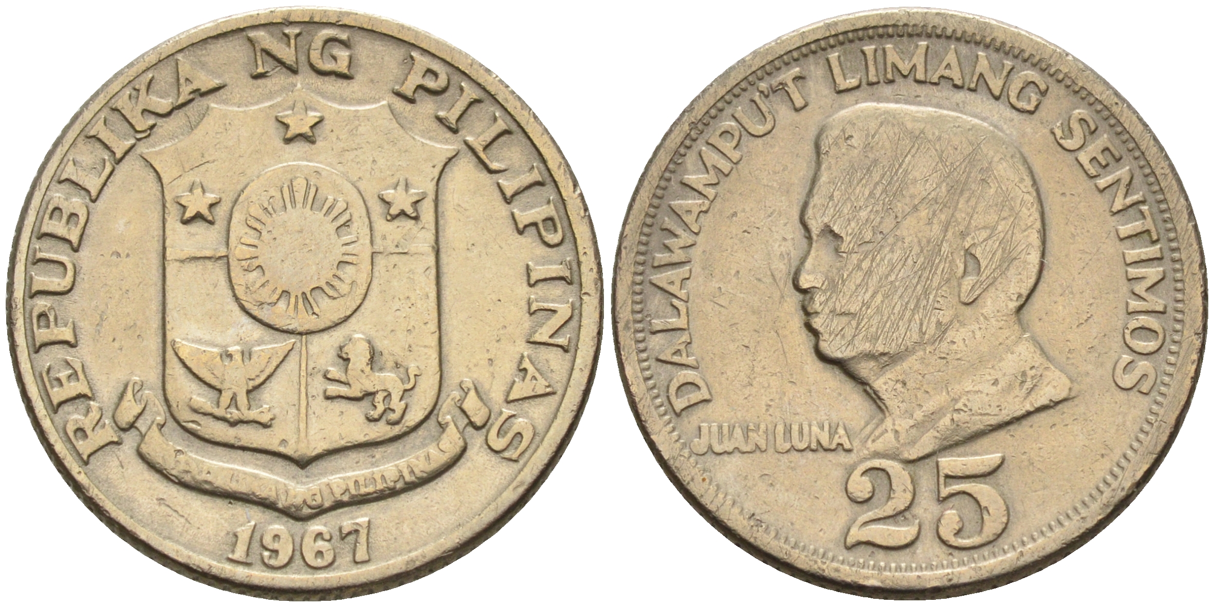 Филиппины 25 сентимо 1967 Хуан Луна KM 199 медь цинк никель    4595-952