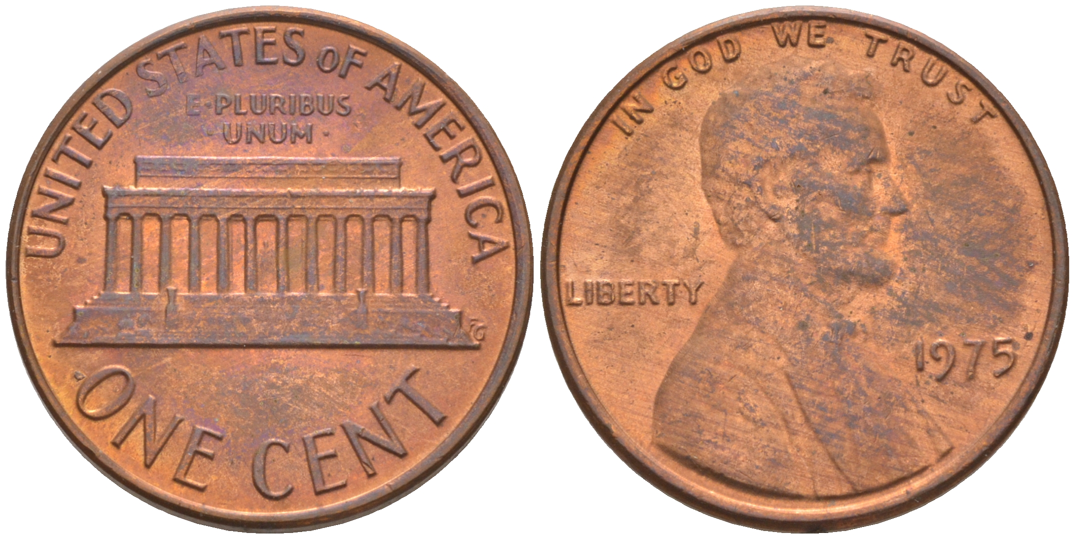 США 1 ЦЕНТ 1975 ЛИНКОЛЬН KM 201 медь цинк 188-166