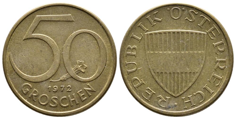 Австрия 50 грошей 1972 KM 2885 алюминиевая бронза 26-1465