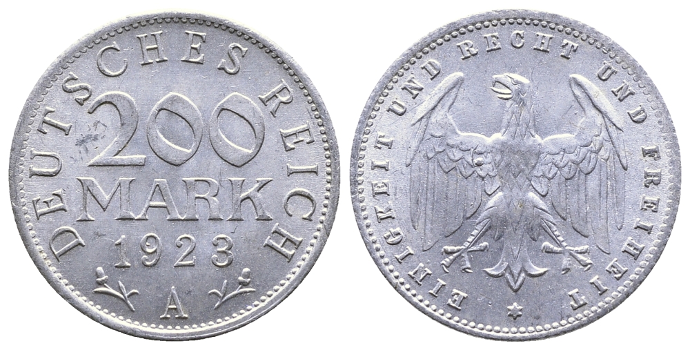 ГЕРМАНИЯ 200 МАРОК 1923 A KM 35, J. 304 алюминий 4380-452