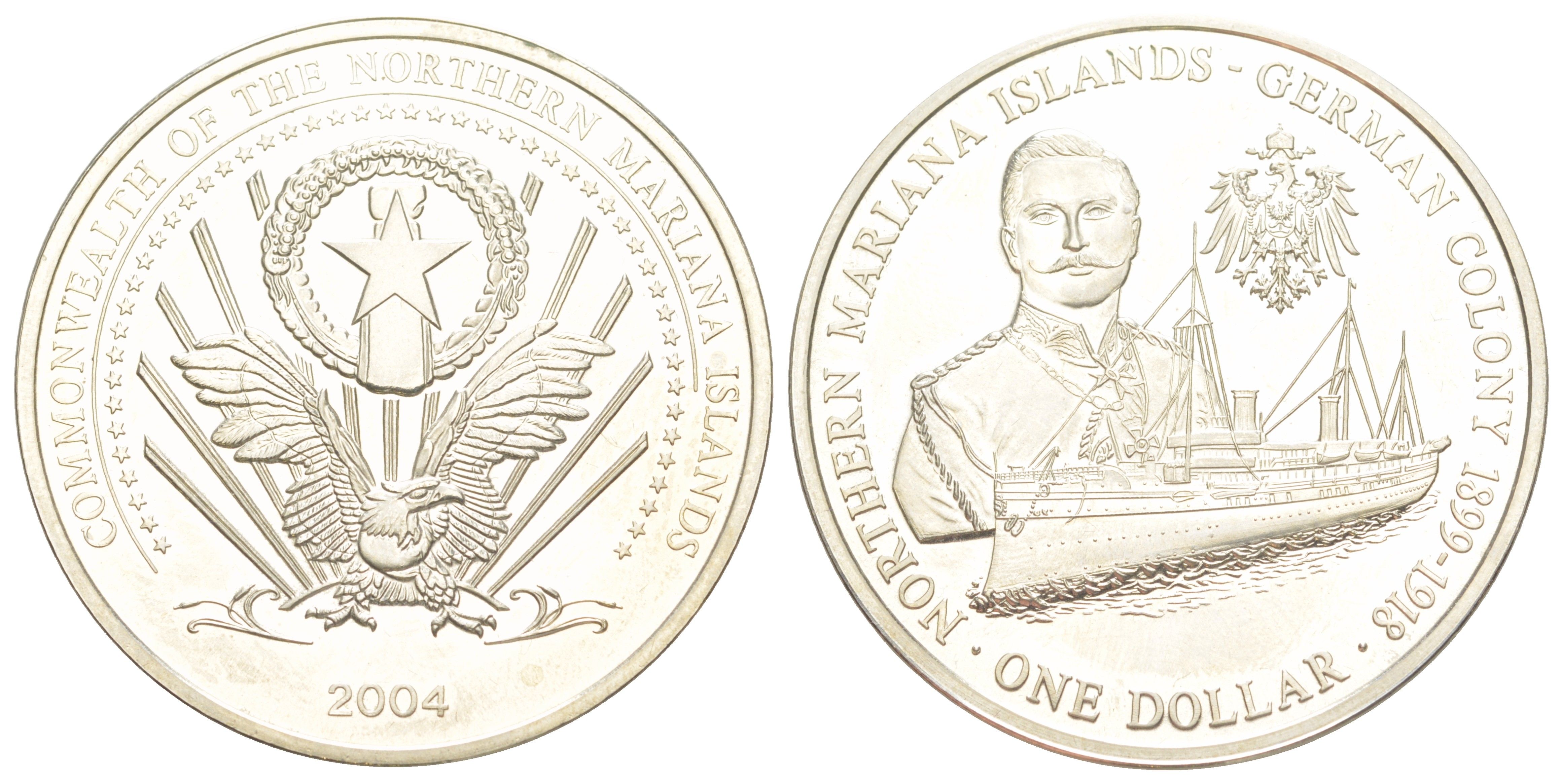 Северные Марианские острова (территории США) 1 доллар 2004 Немецкая колония 1899-1918 Schon 11 медно-никель BU 3896-1311