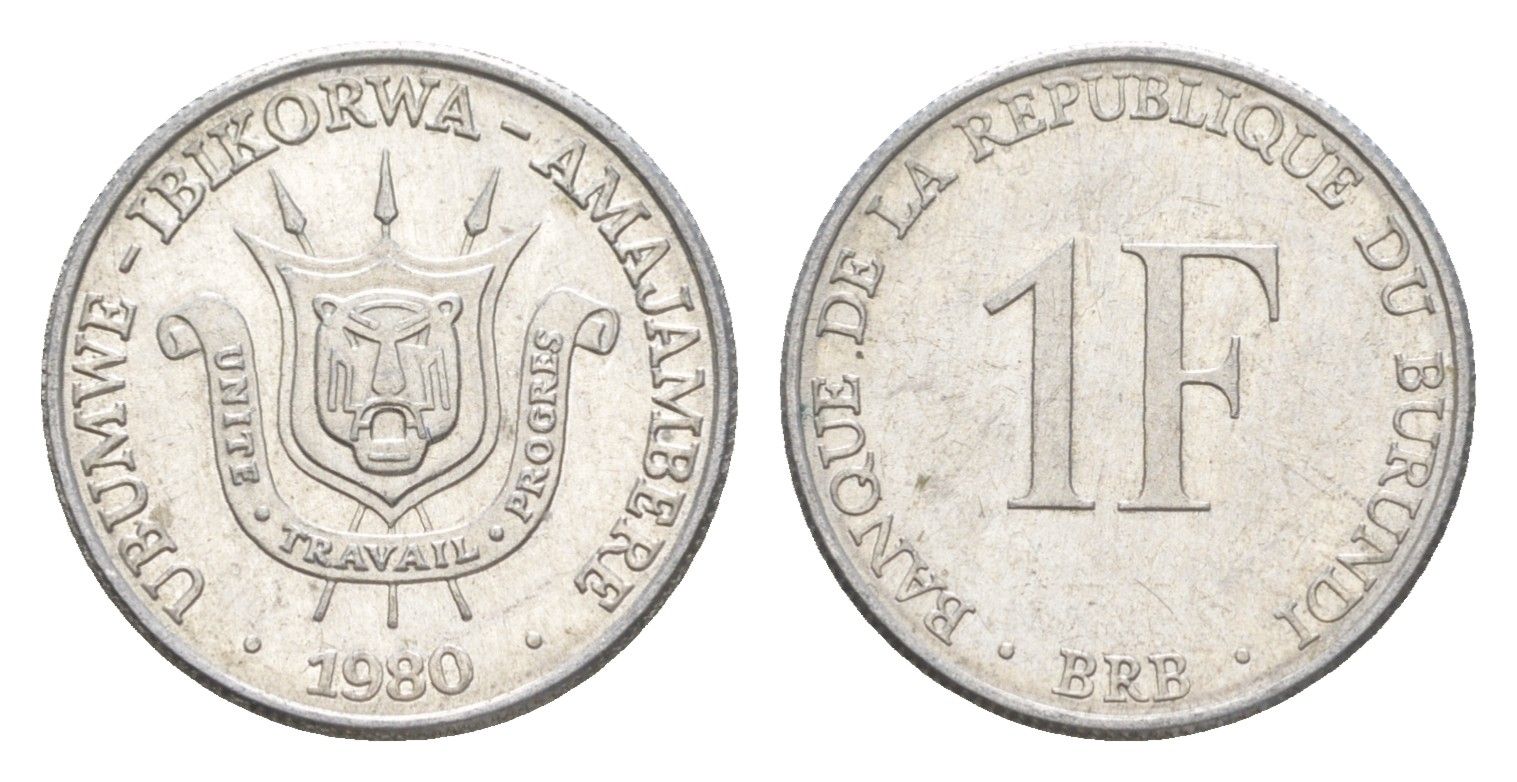 Бурунди 1 франк 1980 KM 19 алюминий UNC 4649-431