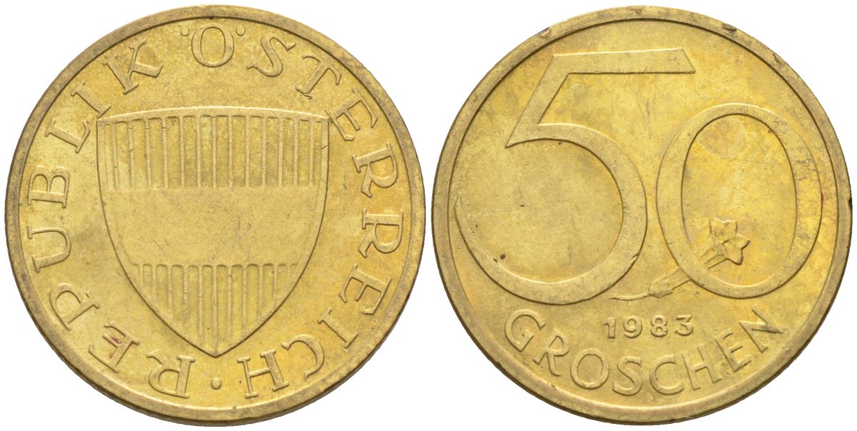 Австрия 50 грошей 1983 KM 2885 алюминиевая бронза 4116-932